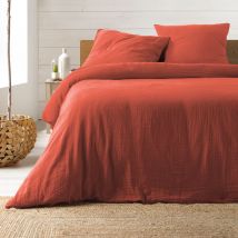 Parure de lit en gaze de coton - Terracotta - Gaze de coton/Coton - Home Maison