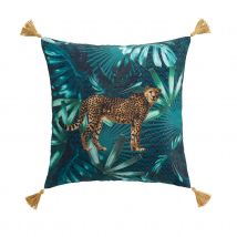 Coussin jungle avec guépard - Multicolore - Polyester - Home Maison
