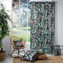 Rideau imprimé feuillage - Vert Olive - Polyester - Home Maison