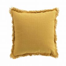 Coussin déhoussable à franges - Jaune - Coton - Home Maison