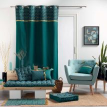 Rideau esprit art déco - Bleu - Coton - Home Maison