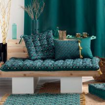Galette de chaise art déco - Bleu - 35x35 cm - Coton - Home Maison