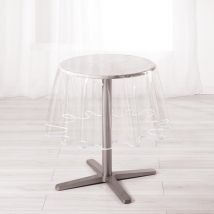 Nappe ronde finition biais coloré - Blanc - Polyester - Home Maison