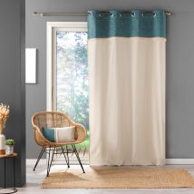 Rideau à parement frangé - Bleu - Coton - Home Maison