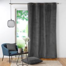 Rideau tamisant uni en velours côtelé - Gris anthracite - Velours - Home Maison