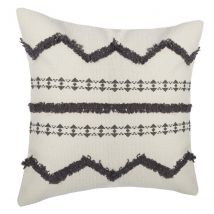Housse de coussin "Tuftée" esprit ethnique - Gris clair - Coton - Home Maison