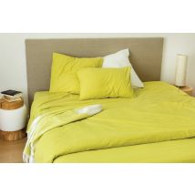 Drap housse en coton Lavé - Jaune - Coton - Home Maison