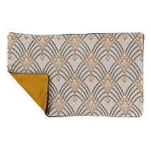 Housse de coussin imprimée art décoratif - Jaune - Polyester - Home Maison