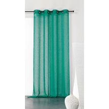 Voilage uni et tamisant en poly/lin - Vert emeraude - Polyester - Home Maison