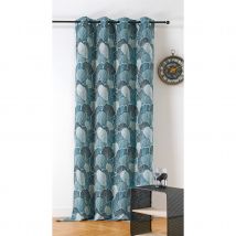 Rideau imprimé pétales de fleurs - Bleu - Polyester - Home Maison