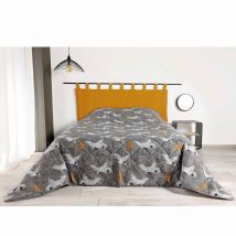 Jeté de lit imprimé de grues japonaises - Gris clair - 240x260 cm - Polyester - Home Maison