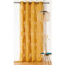 Voilage tamisant transparent et graphique - Jaune - Polyester - Home Maison