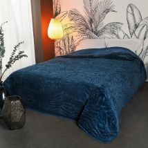 Jeté de lit aux surpiqures reliefées - Bleu - Polyester - Home Maison