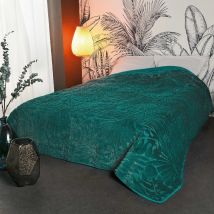 Jeté de lit aux surpiqures reliefées - Vert - Polyester - Home Maison