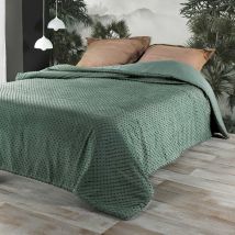 Jeté de lit à petits pompons - Vert - Polyester - Home Maison