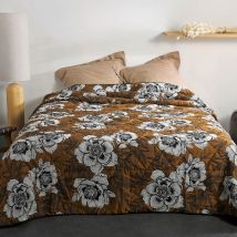 Jeté de lit aux impressions florales - Jaune moutarde - Polyester - Home Maison