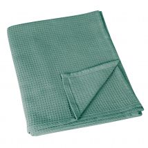 Plaid en nid d'abeille - Vert - Coton - Home Maison