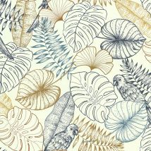 Papier peint aux impressions exotiques - Bleu - Papier - Home Maison