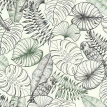 Papier peint aux impressions exotiques - Vert - 10.03x0.53 - Papier - Home Maison