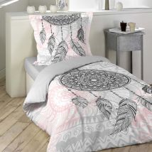 Parure de lit mandala et attrape-rêve - Rose - Coton - Home Maison