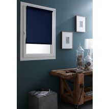 Store Enrouleur Occultant Fixation Sans Percer - Bleu - Polyester - Home Maison
