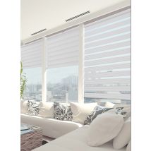 Store Enrouleur Jour/Nuit Fixation Sans Percer - Blanc - 37x190 cm - Polyester - Home Maison