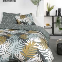 Parure de lit réversible à l'esprit tropical - Vert - Coton - Home Maison