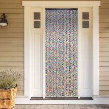 Rideau de perles en bois coloré - Multicolore - 90x200 cm - Polyester/Bois - Home Maison