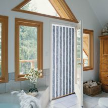Rideau de porte en chenille bicolore - Gris - Polyester - Home Maison