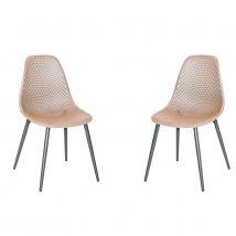Lot de 2 chaises exterieur en résine tressée - Beige - 46x53x85 cm - Aluminium/Résine - Home Maison