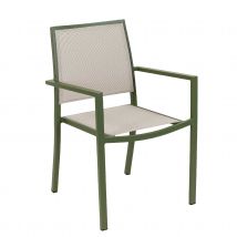 Fauteuil empilable à accoudoir - Kaki - 58x55x85 cm - Aluminium/Métal - Home Maison