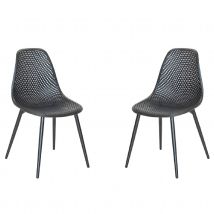 Lot de 2 chaises en résine blanche quadrillée - Noir - Aluminium/Résine - Home Maison