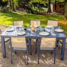 Table de jardin extensible 8/10 personnes - Gris - Aluminium - Home Maison