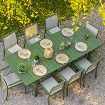 Table de jardin extensible 8/10 personnes - Vert - Aluminium - Home Maison