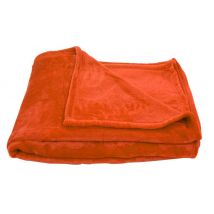 Plaid en polaire uni - Orange - Microfibre - Home Maison