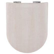 Abattant wood slim avec descente assistée en bois clair - Sable - 47x36.5 cm - Bois - Home Maison