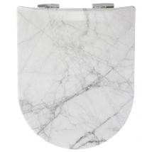 Abattant déclipsable OLFA imitation "Marbre Mat" - Blanc - Bois - Home Maison