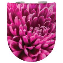 Abattant Double OLFA Déclipsable "Fleur Rose" - Rose foncé - 47x36.5 cm - Bois - Home Maison