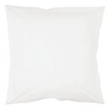 Taie d'oreiller unie avec point bourdon ton sur ton "Lina" - Blanc - 63x63 cm - Coton - Home Maison