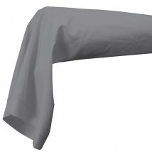 Taie de traversin unie avec point bourdon "Lina" - Gris souris - 85x185 cm - Coton - Home Maison
