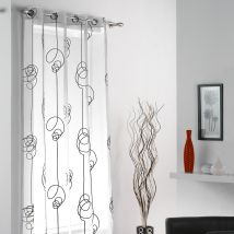 Panneau en voilage imprimé "Looping" - Blanc - Polyester - Home Maison