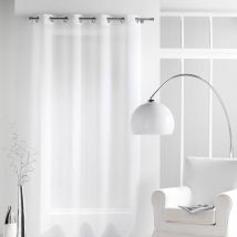 Voilage uni crash avec oeillet - Blanc - Polyester - Home Maison