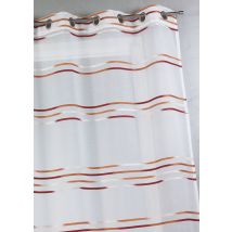 Voilage en étamine tissée de fines rayures horizontales - Terracotta - Polyester - Home Maison