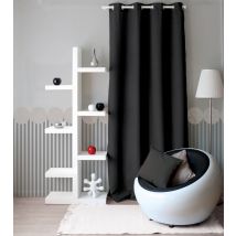 Rideau uni à oeillets - Noir - Polyester - Home Maison