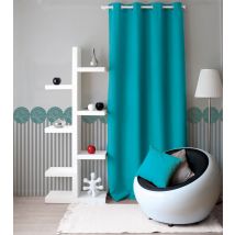 Rideau uni à oeillets - Turquoise - Polyester - Home Maison