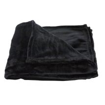 Plaid en polaire uni - Noir - Microfibre - Home Maison