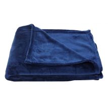 Plaid en polaire uni - Bleu - Microfibre - Home Maison