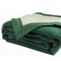 Couverture Pure Laine Vierge 600g/m2 bicolore - Vert - Laine - Home Maison