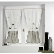 Paire de Voilage Etamine Avec Broderie 'Expresso' - Gris clair - Etamine - Home Maison