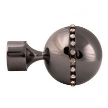 Paire embouts de tringle "Sphère strassée" - Gris souris - Métal - Home Maison